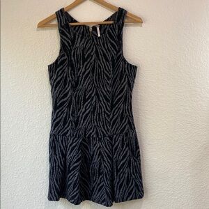 Free People Chenille Zebra Print Drop Waist Fit Flare Rayon Sleeveless Dress 6